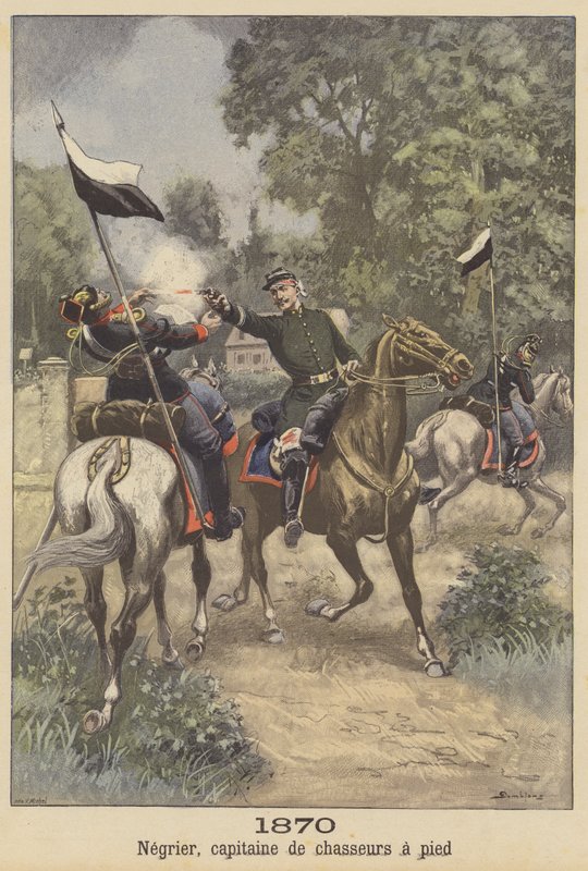 Capitão Negrier da infantaria ligeira que foge do cativeiro prussiano na guerra franco-prussiana de French School