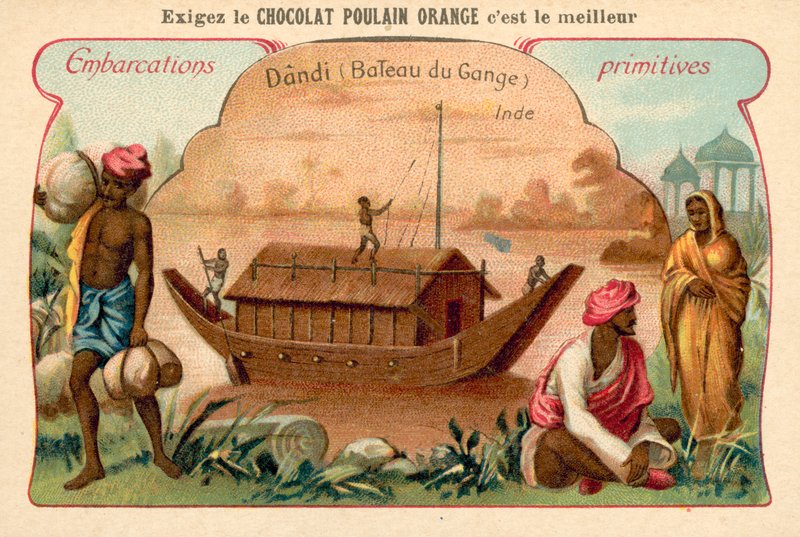 Dandi, barco do rio Ganges, Índia de French School