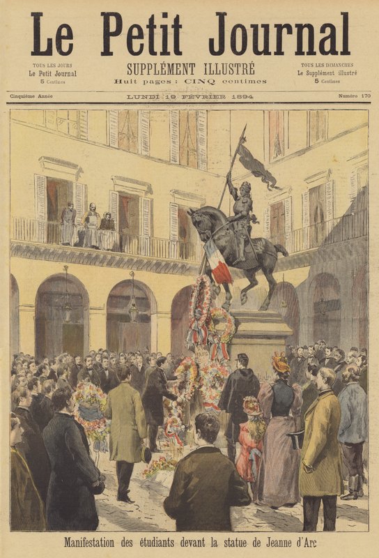 Manifestação de estudantes católicos franceses em homenagem a Joana d&39;Arc de French School