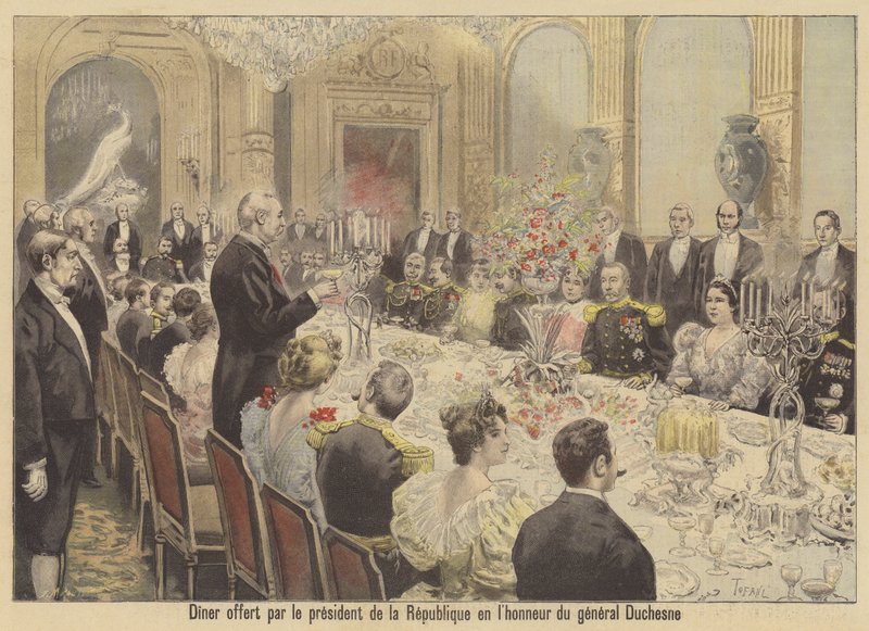 Jantar oferecido pelo presidente Faure da França em homenagem ao general Duschesne de French School