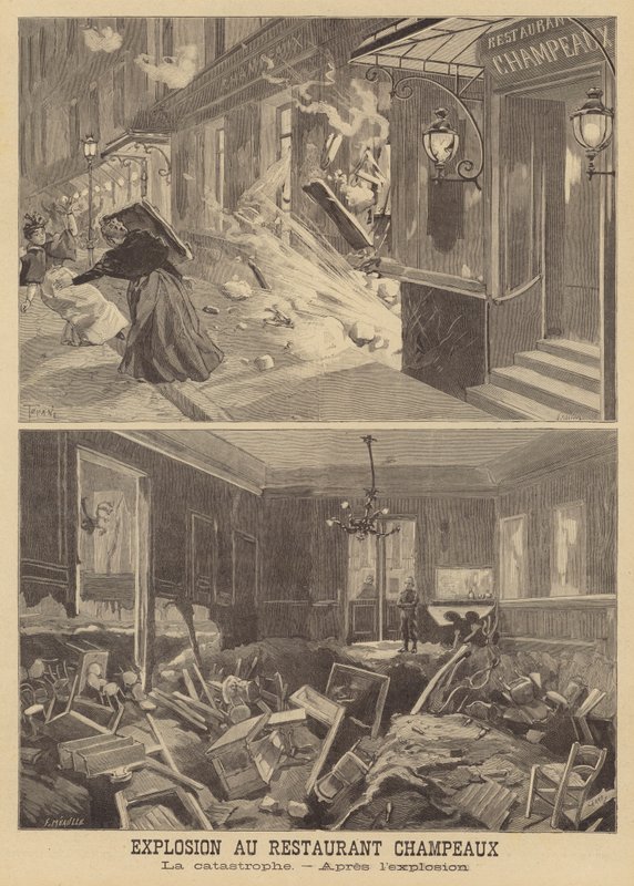 Explosão no restaurante Champeaux, Paris de French School
