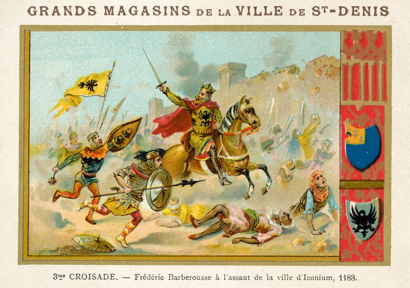Frederico Barbarossa no assalto à cidade de Icônio, 3ª Cruzada, 1188 de French School