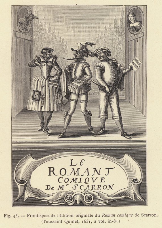 Frontispício da edição original da novela cômica de Scarron de French School