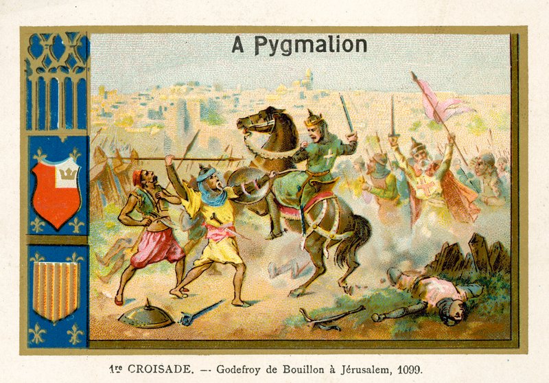Godfrey de Bouillon em Jerusalém, 1ª Cruzada, 1099 de French School