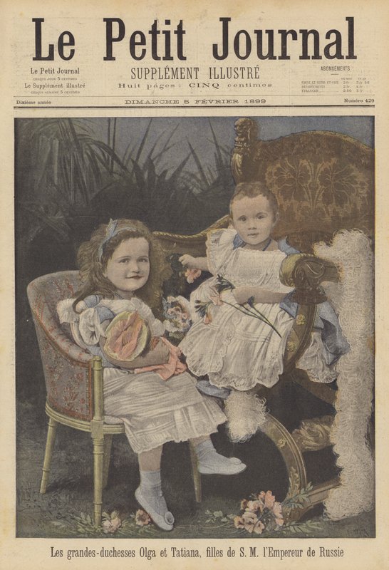 Grã-duquesas Olga e Tatiana, filhas do czar Nicolau II da Rússia de French School