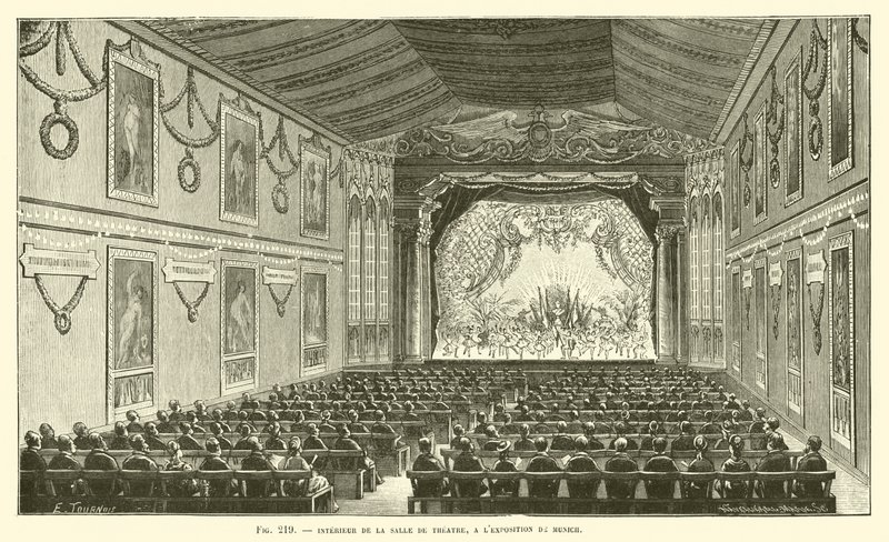 Interior da sala de teatro, na exposição de Munique de French School