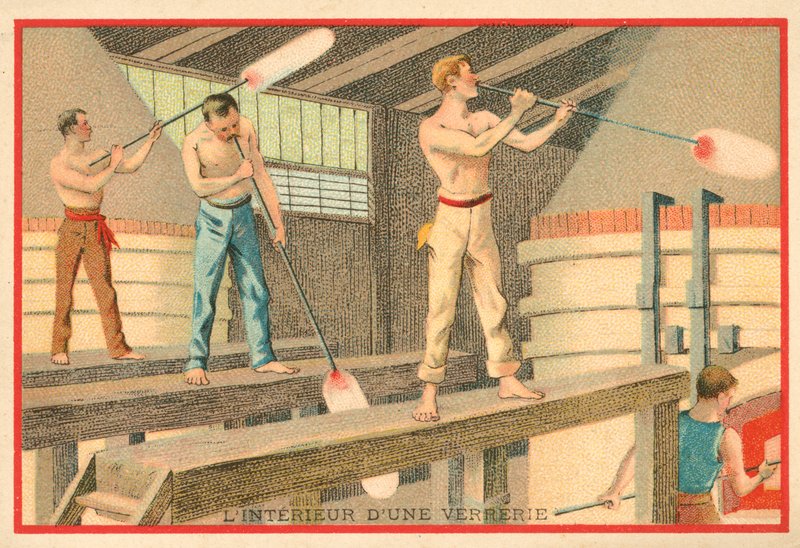 Interior de um glassworks de French School