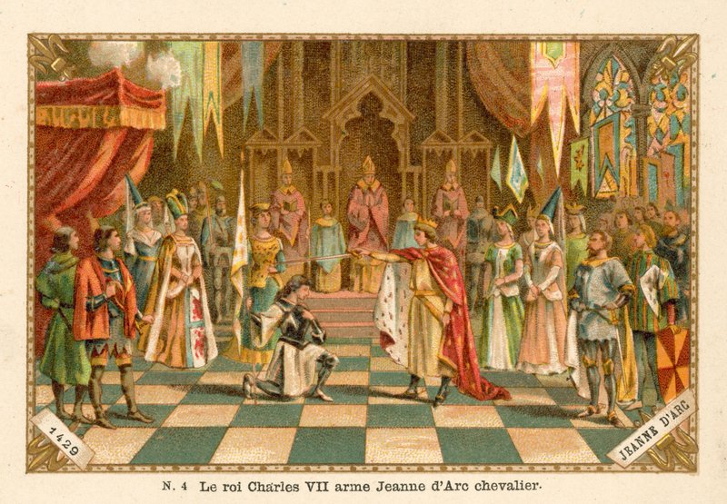 Rei Carlos VII da França, cavaleiro Joana d&39;Arc, 1429 de French School