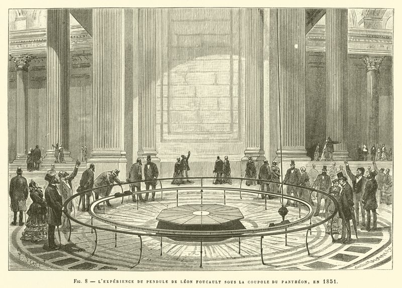 A experiência do pêndulo de Leon Foucault sob a cúpula do Panteão, em 1851 de French School