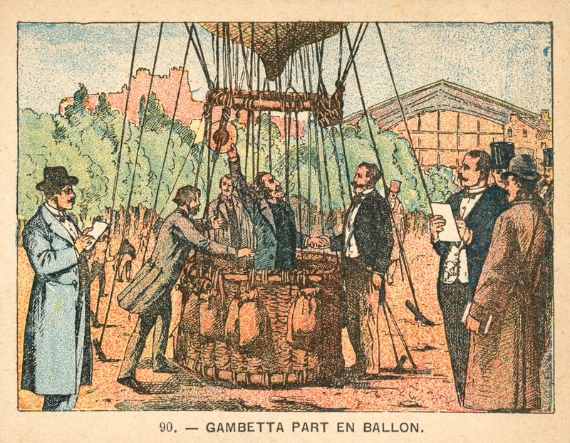 Leon Gambetta escapando do cerco de Paris em um balão de 1870 de French School