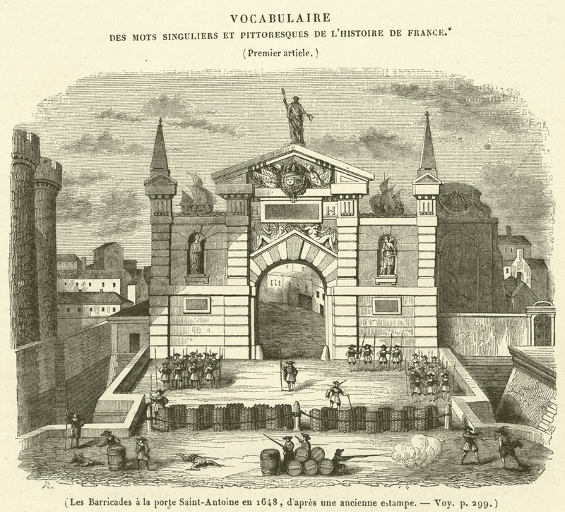 As barricadas na Porte Saint-Antoine em 1648 de French School