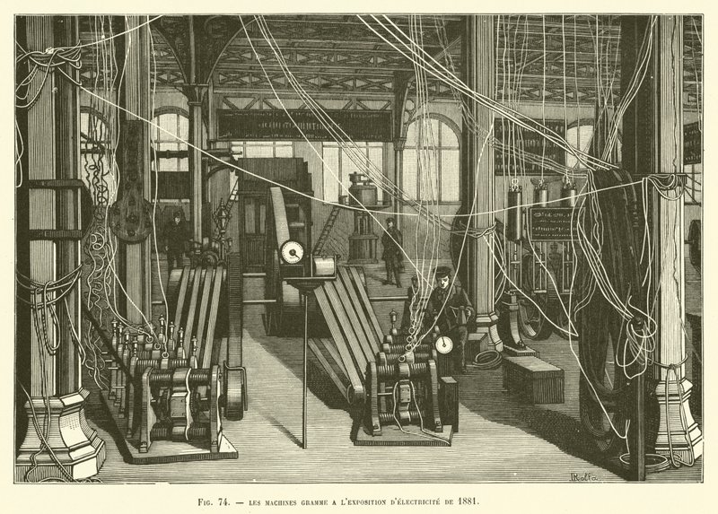 Gramme Machines com a Exposição de Eletricidade de 1881 de French School