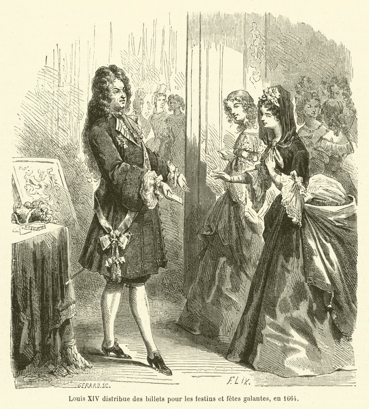 Louis XIV distribui ingressos para festas e festas galantes, em 1664 de French School