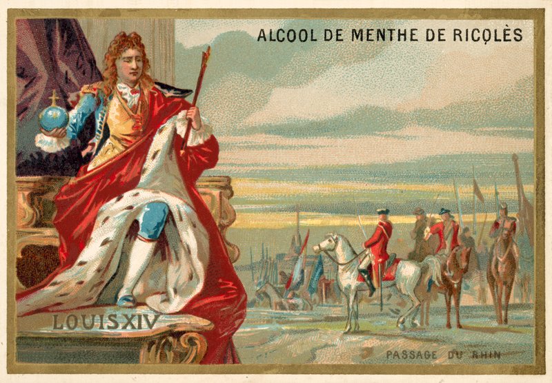 Luís XIV da França e o exército francês que atravessam o Reno, 1672 de French School