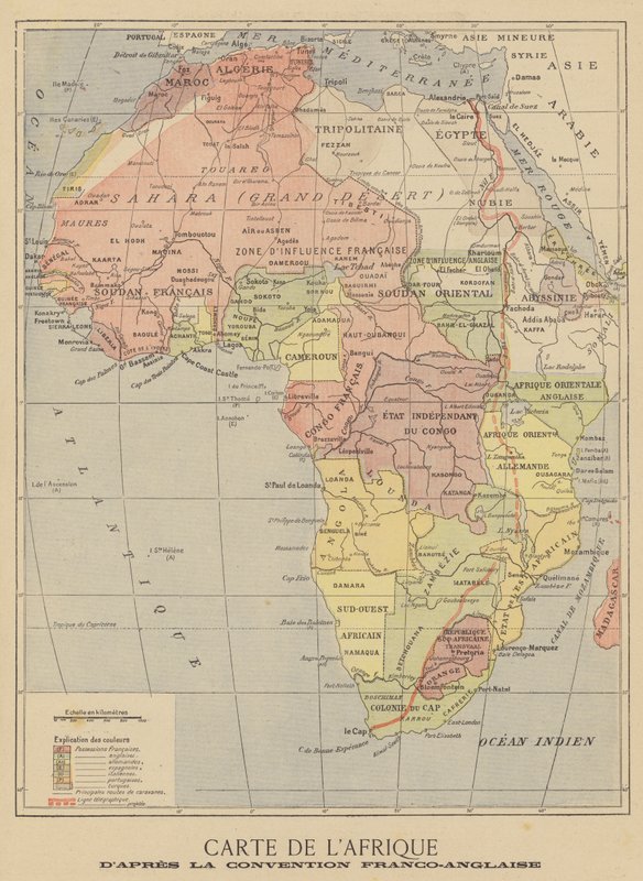 Mapa da África após a assinatura do Acordo Anglo-Francês de março de 1899 de French School