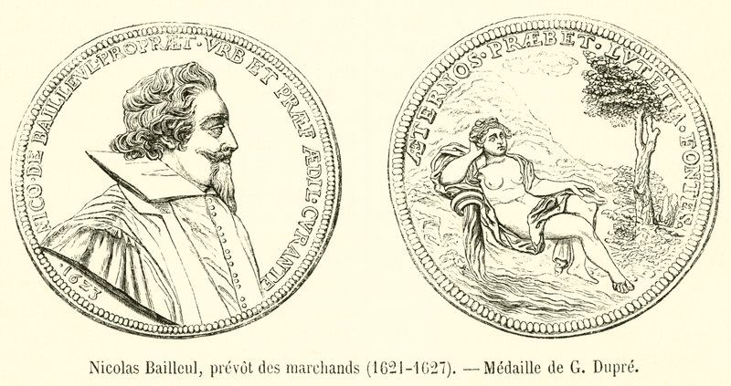 Nicolas Bailleul, Mercadores Prevot, 1621-1627, Medalha de G Dupre de French School