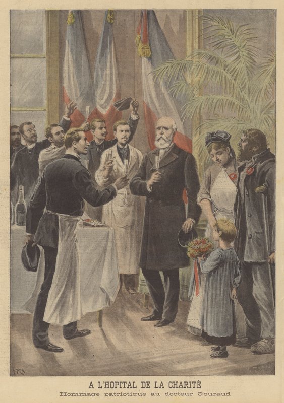 Tributo patriótico em homenagem ao doutor Gouraud no Hopital de la Charite, Paris de French School