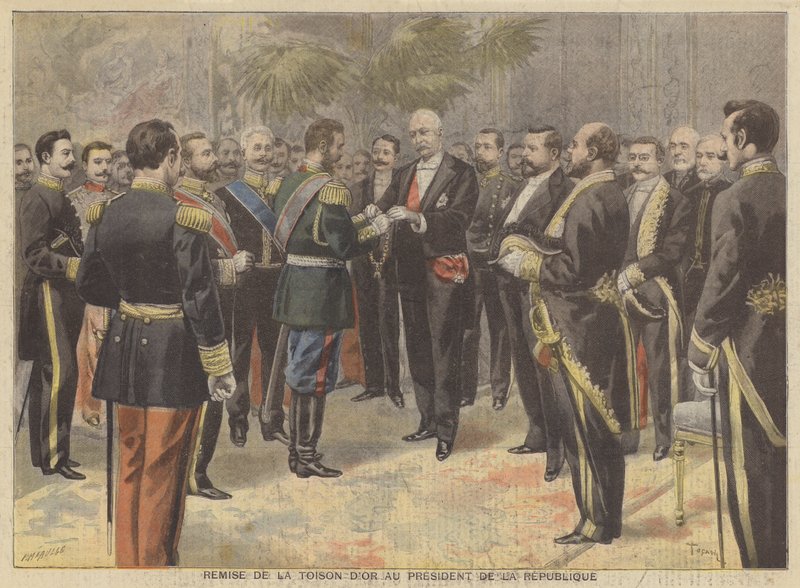 Apresentação da Ordem do Tosão de Ouro ao Presidente Faure da França de French School