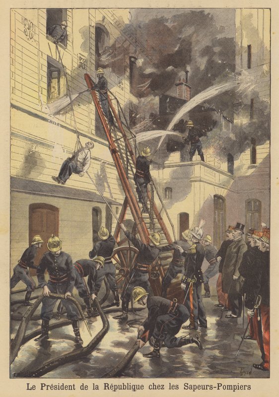 Presidente Faure da França visitando a Brigada de Incêndio de French School