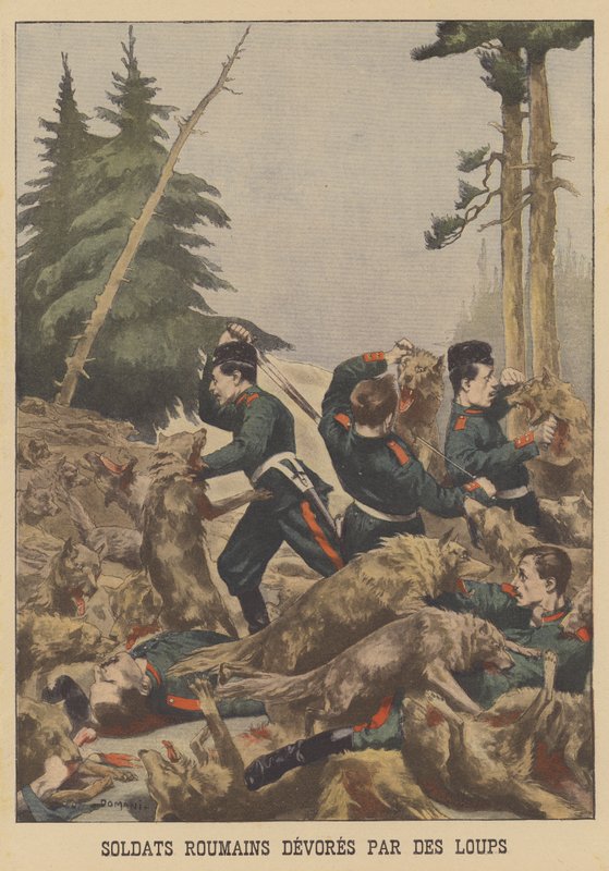 Soldados romenos devorados por lobos de French School