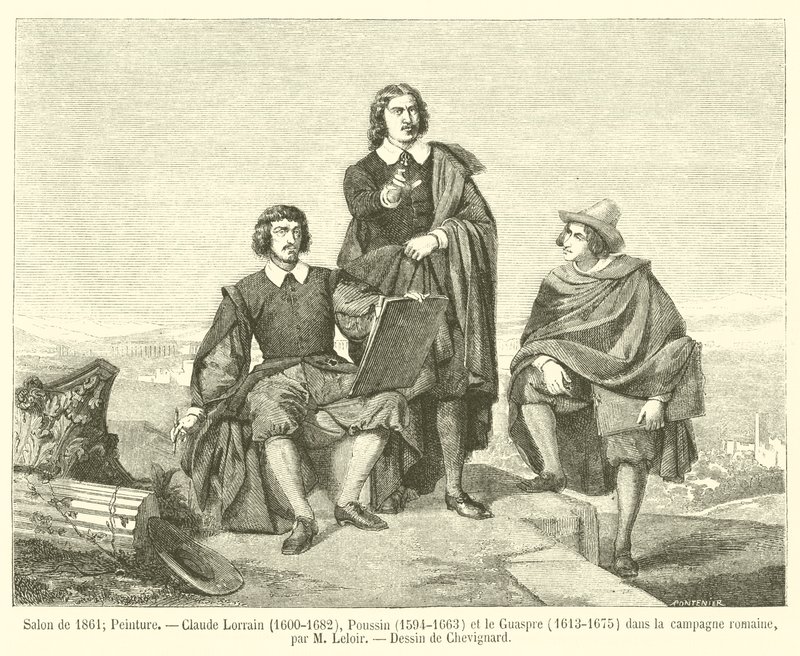 Salão de 1861, Pintura, Claude Lorrain, 1600-1682, Poussin, 1594-1663, e Guaspre, 1613-1675, no campo romano de French School