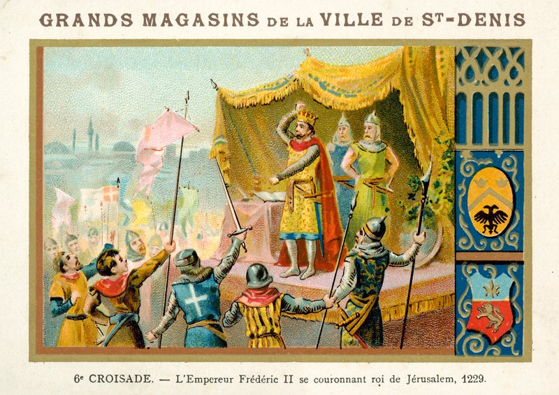 O Imperador Frederico II coroa-se Rei de Jerusalém, 6ª Cruzada, 1229 de French School