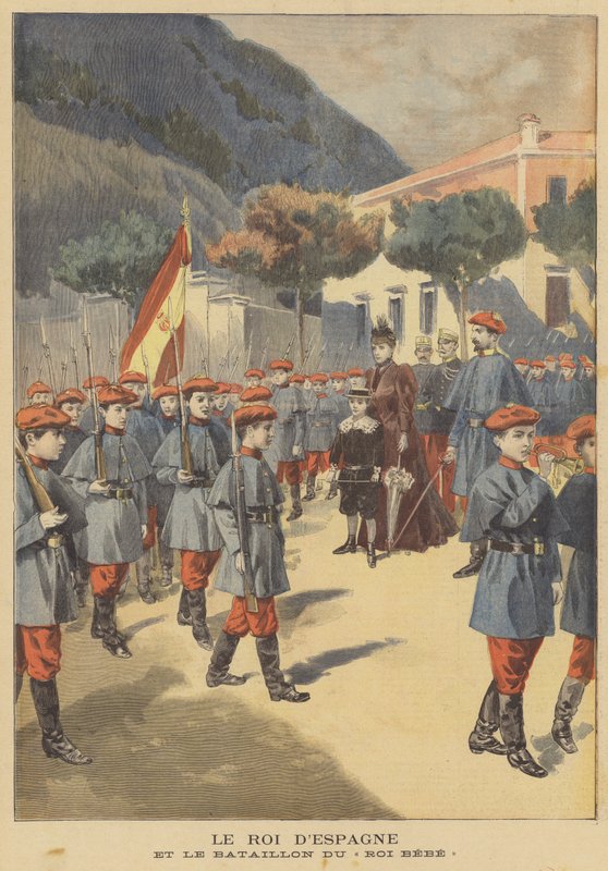O rei da Espanha e seu batalhão de guardas infantis de French School