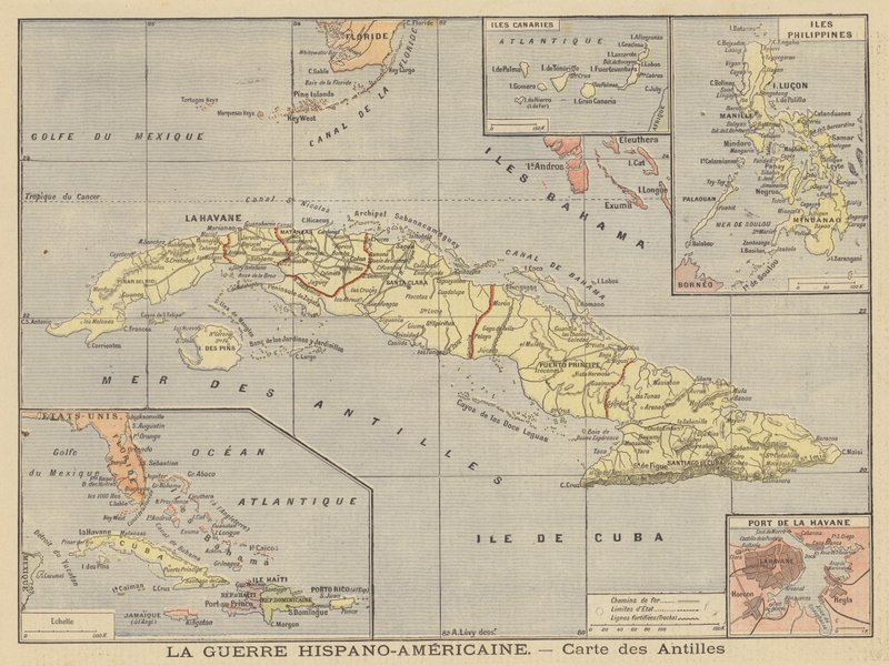 A guerra hispano-americana - mapa das colônias espanholas de French School