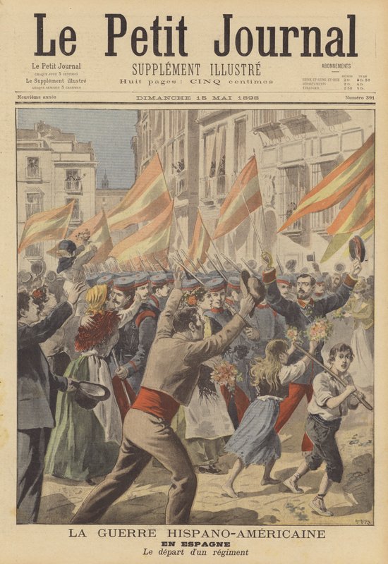 A guerra hispano-americana: um regimento espanhol partindo para a guerra de French School