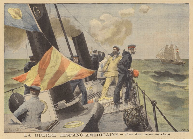 A guerra hispano-americana: captura de um navio mercante de French School