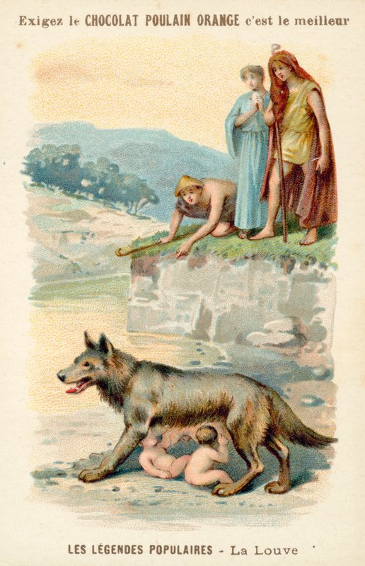 A loba amamentando Romulus e Remus de French School
