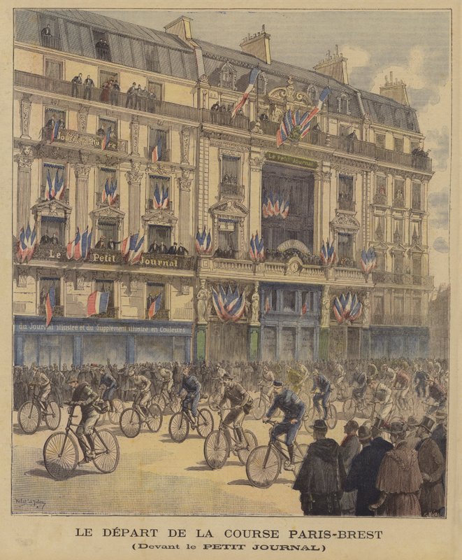 O começo da corrida de ciclo de Paris-Brest de French School