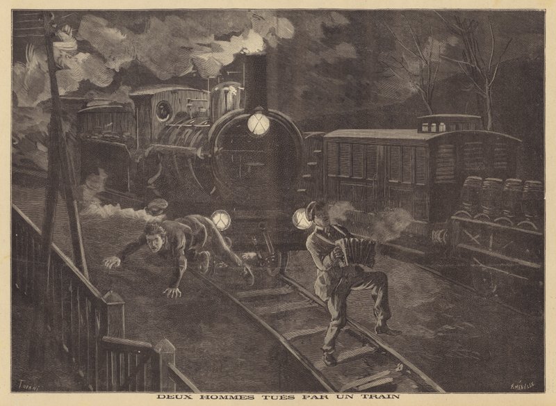 Dois homens mortos por um trem de French School
