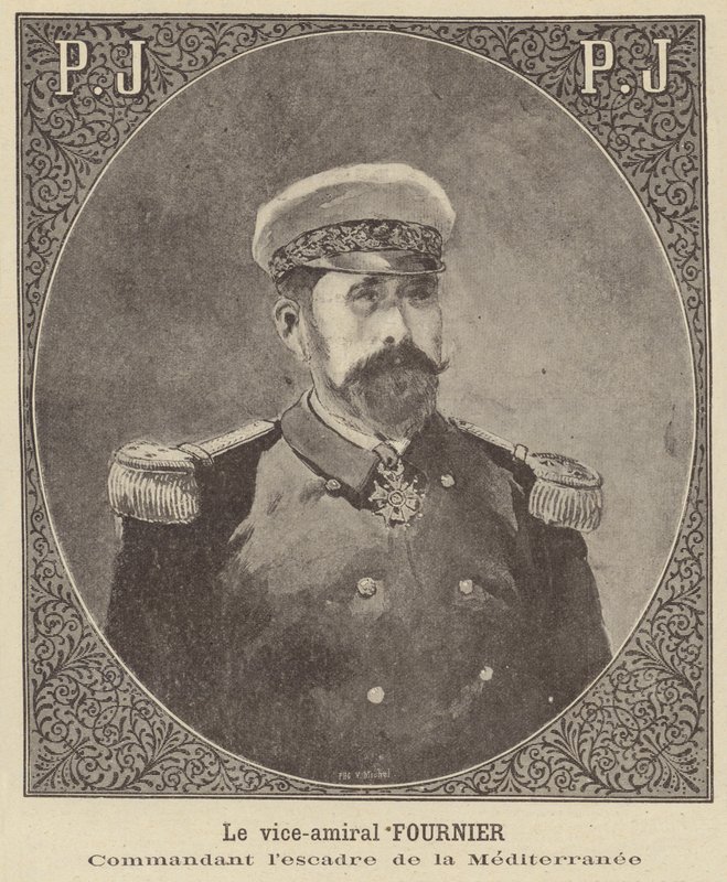 Vice-almirante Fournier, comandante do esquadrão francês Navys Mediterranean de French School