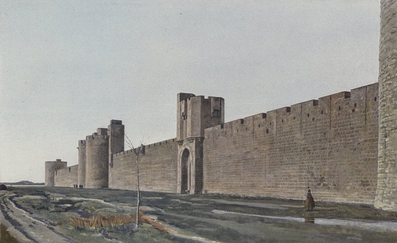 Aigues-Mortes, visão externa das muralhas, tirada em E de French Photographer