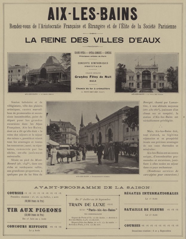 Aix-les-Bains, encontro da aristocracia da França e do exterior e da elite da sociedade parisiense (foto a p/b) de French Photographer