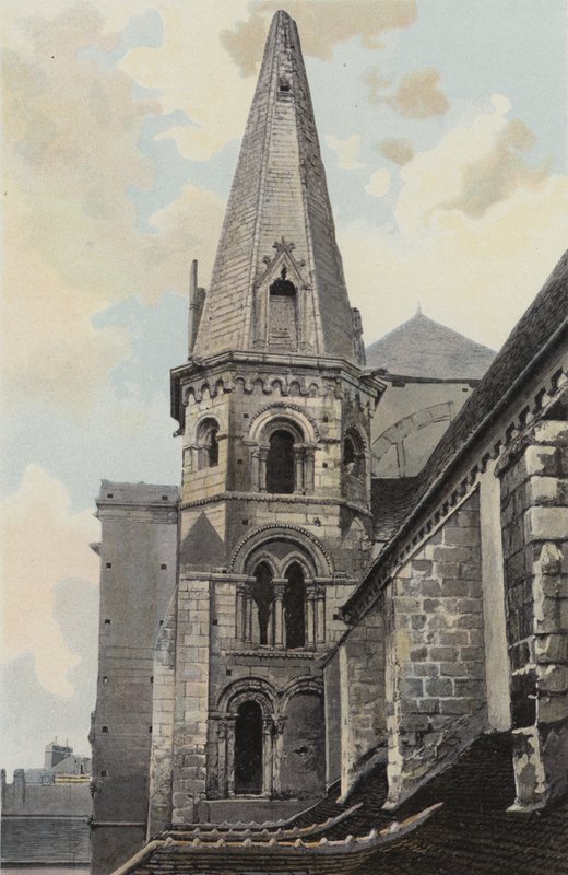Auxerre, igreja de Saint-Eusebe, vista NÃO (antes da restauração) de French Photographer