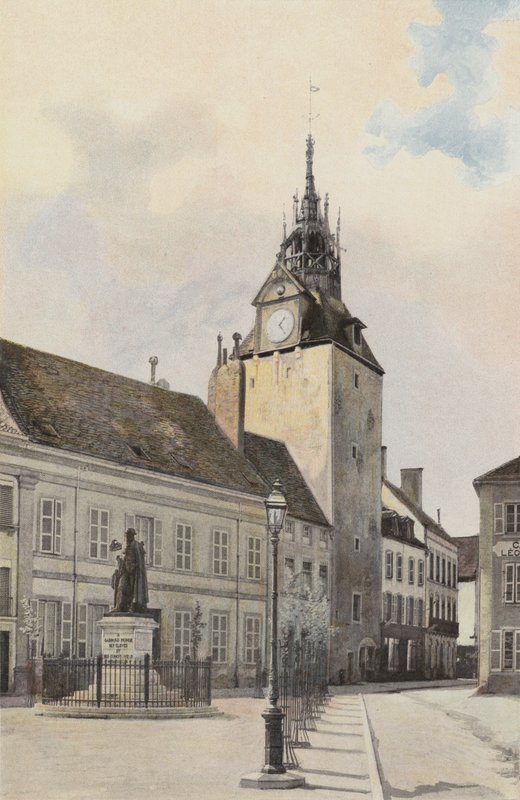 Beaune, Campanário e Estátua de G Monge de French Photographer