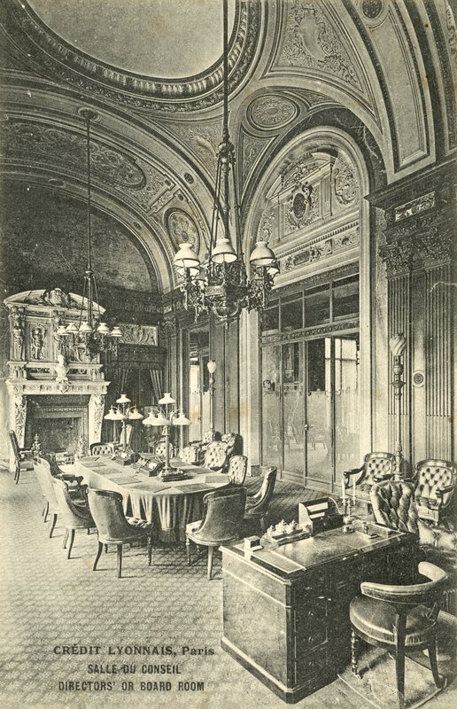 Sala de reuniões, banco Credit Lyonnais, Paris (foto a p/b) de French Photographer