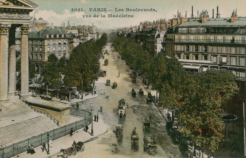 Avenidas de Paris, vistas do Boulevard de la Madeleine. Postal enviado em 1913. de French Photographer