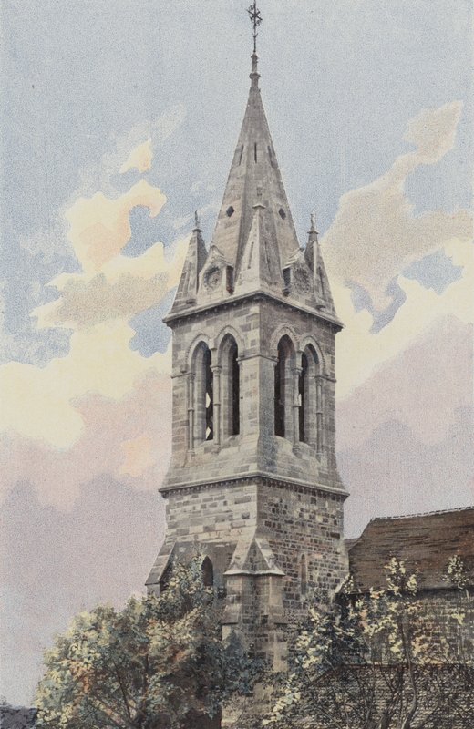 Bourbonne-les-bains, igreja, torre sino, e, fleche de French Photographer
