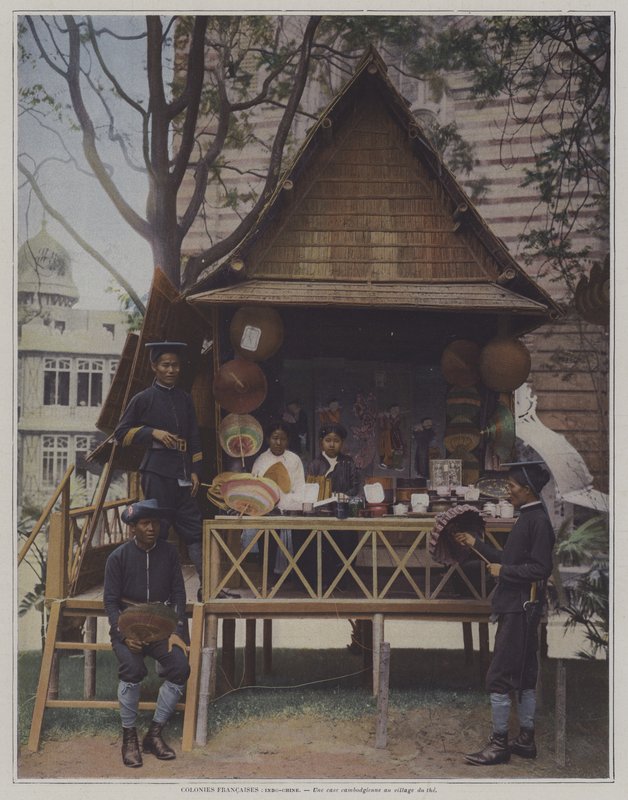Cabana cambojana na Exposição Universelle 1900, Paris (foto a cores) de French Photographer