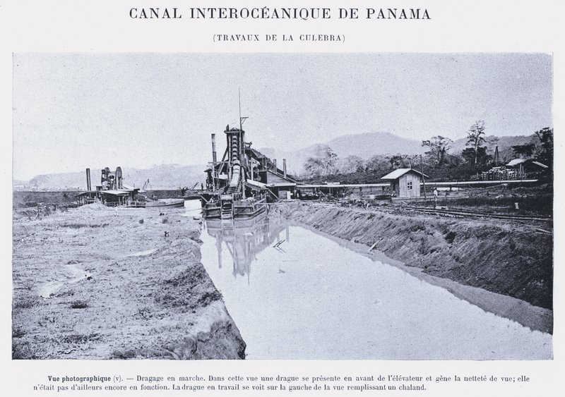 Canal Interoceânico do Panamá, La Culebra trabalha (foto a p/b) de French Photographer