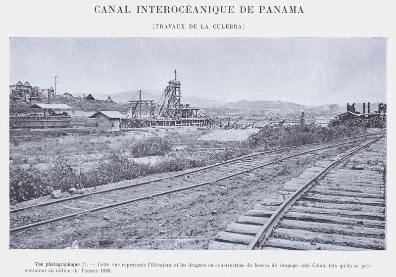 Canal Interoceânico do Panamá, La Culebra trabalha (foto a p/b) de French Photographer