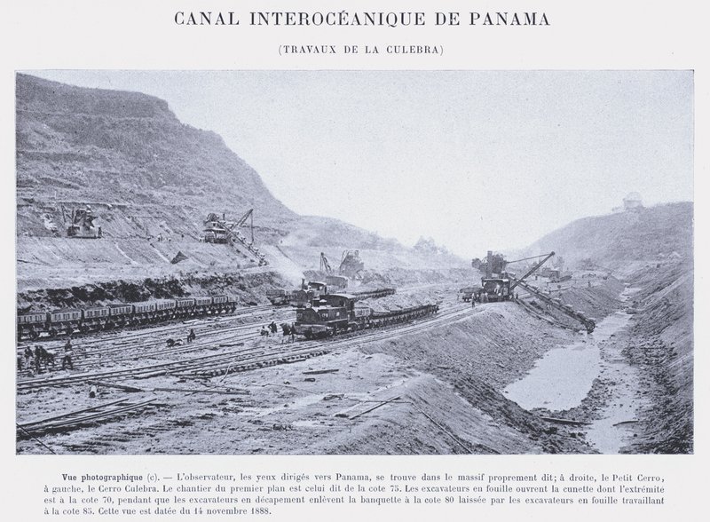 Canal Interoceânico do Panamá, La Culebra trabalha (foto a p/b) de French Photographer