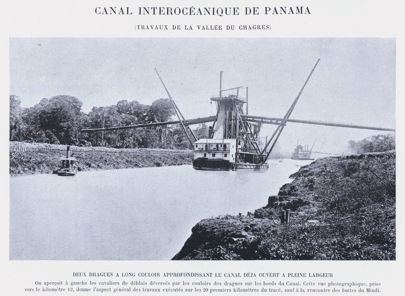 Canal Interoceânico do Panamá, Chagres Valley Works (foto a p/b) de French Photographer