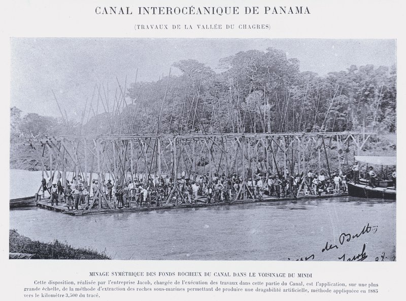 Canal Interoceânico do Panamá, Chagres Valley Works (foto a p/b) de French Photographer