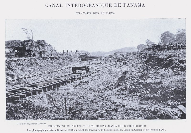 Canal Interoceânico do Panamá, Lock Work (foto a p/b) de French Photographer