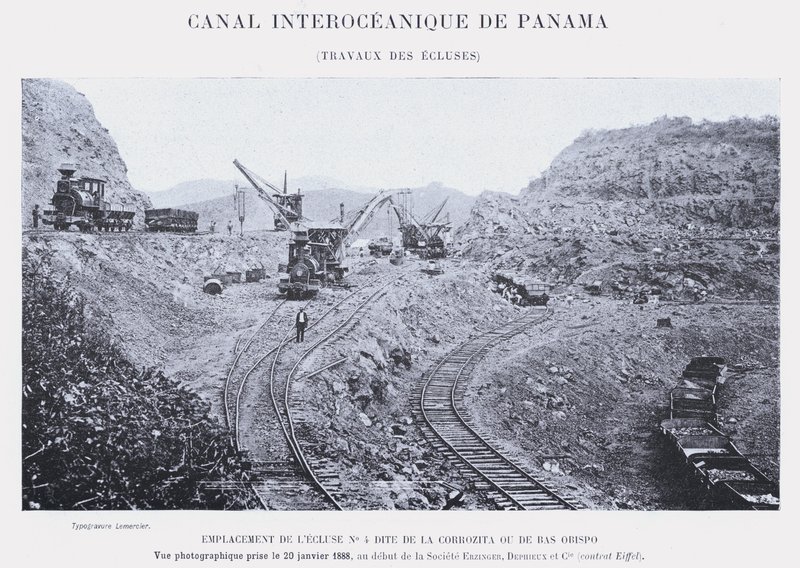 Canal Interoceânico do Panamá, Lock Work (foto a p/b) de French Photographer