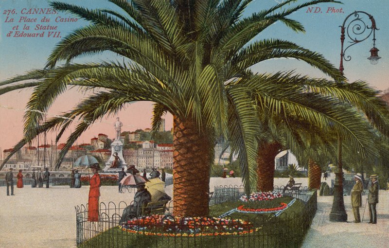 Cannes - Place du Casino e estátua do rei Edward VII da Inglaterra. Postal enviado em 1913. de French Photographer
